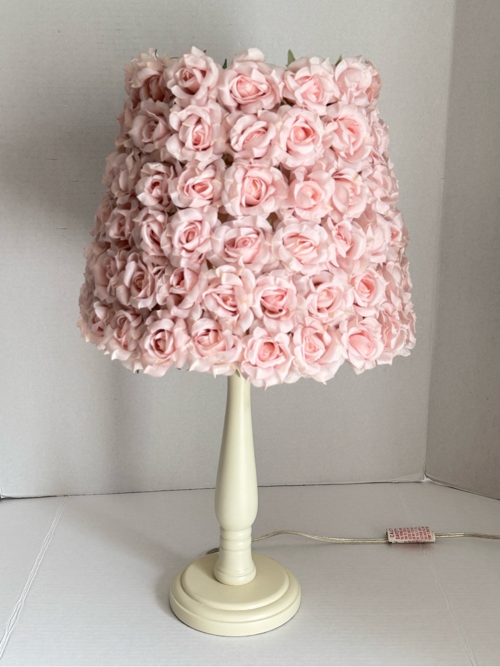Pottery Barn Kids Rose Lamp Shade & Wooden Base Girl Nursery Room - Picture 4 of 16